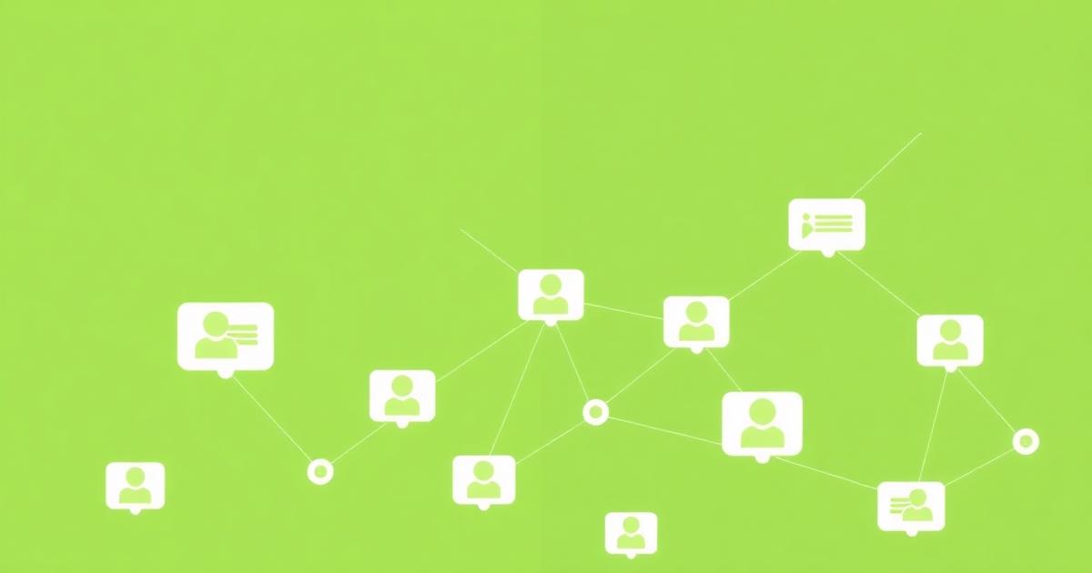 Abstract green illustration of connected contact cards representing a CRM system