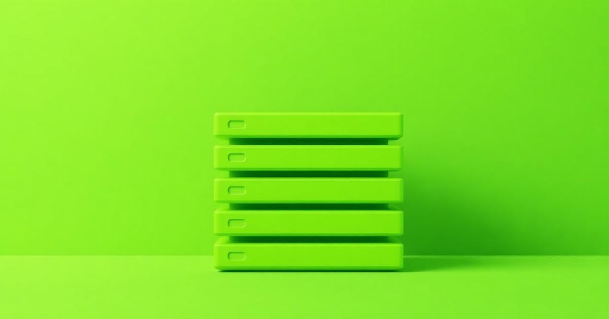 Abstract green illustration of stacked modular blocks representing custom software
